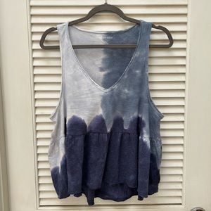 Blue Tie Dye Flowy Tank Top